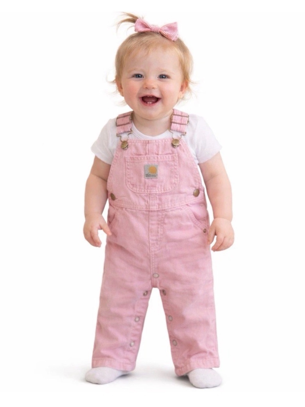 Carhartt Infant Baby Pink Heart Overalls 6 months 100% Cotton